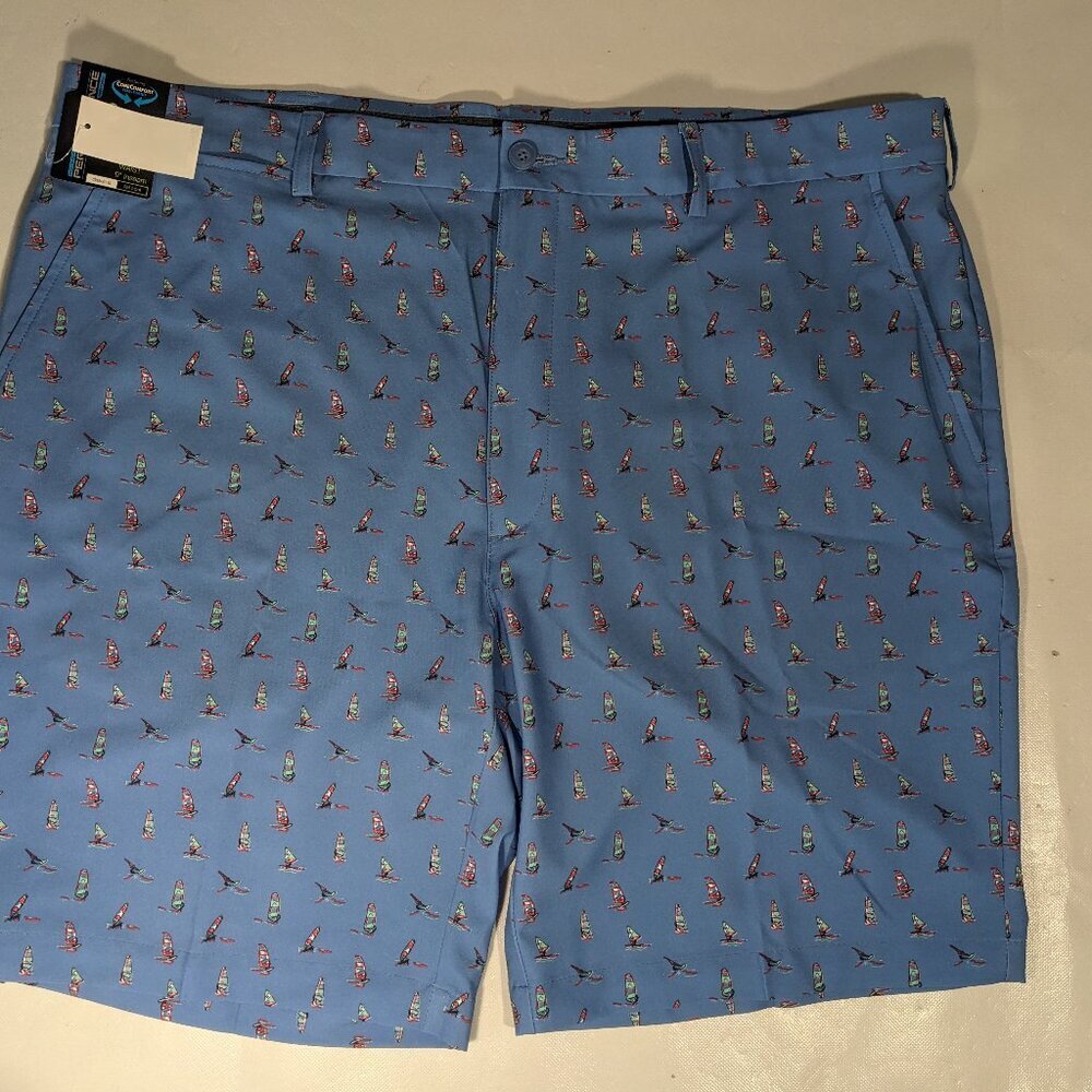 NEW Size 42 Mens Roundtree & Yorke Performance Chino Shorts Sailing 9"I R. Blue